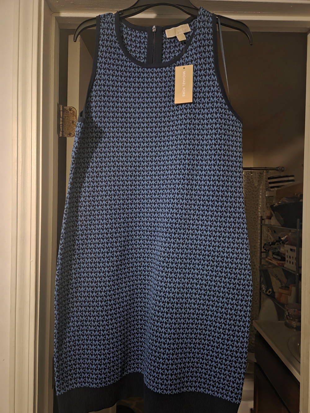 Michael Kors Blue Logo Knit Shift Dress